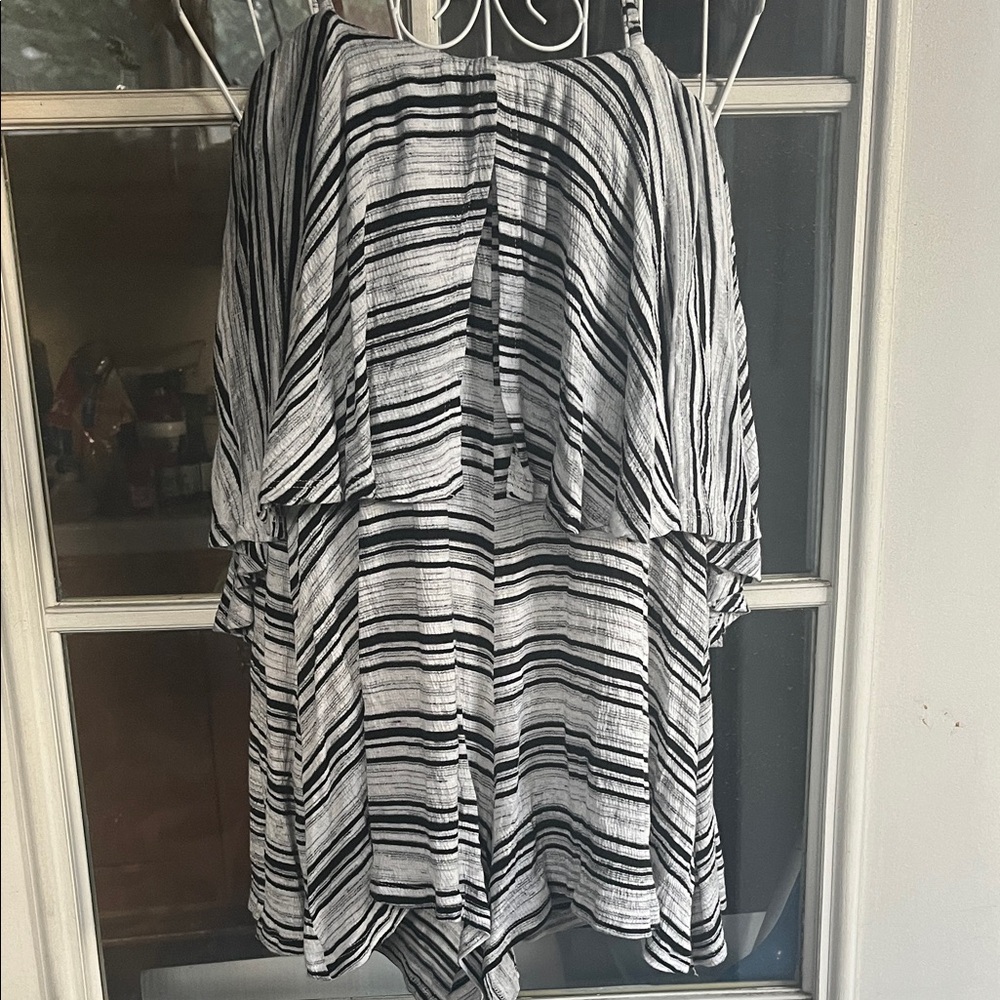 Lush Black & White Striped Flowy Jumpsuit Romper